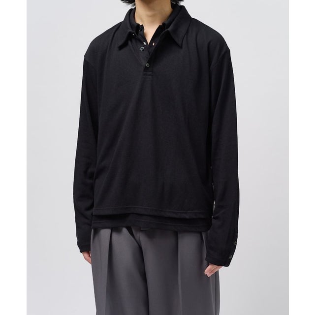 【Lui's】ポロレイヤードカットソー （black）