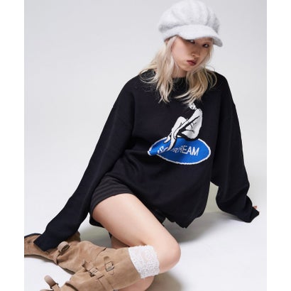 【WHO'S WHO gallery】girlジャガードニット （black）｜詳細画像