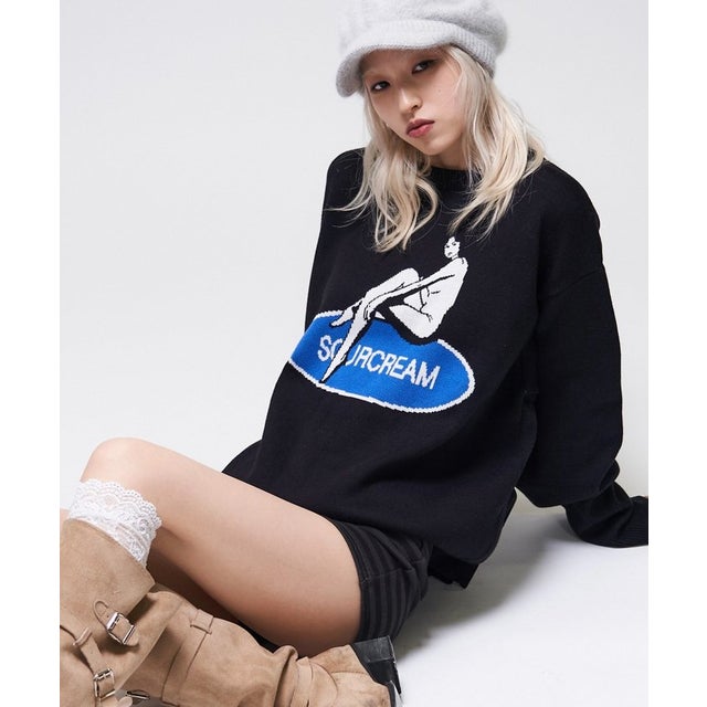 【WHO'S WHO gallery】girlジャガードニット （black）