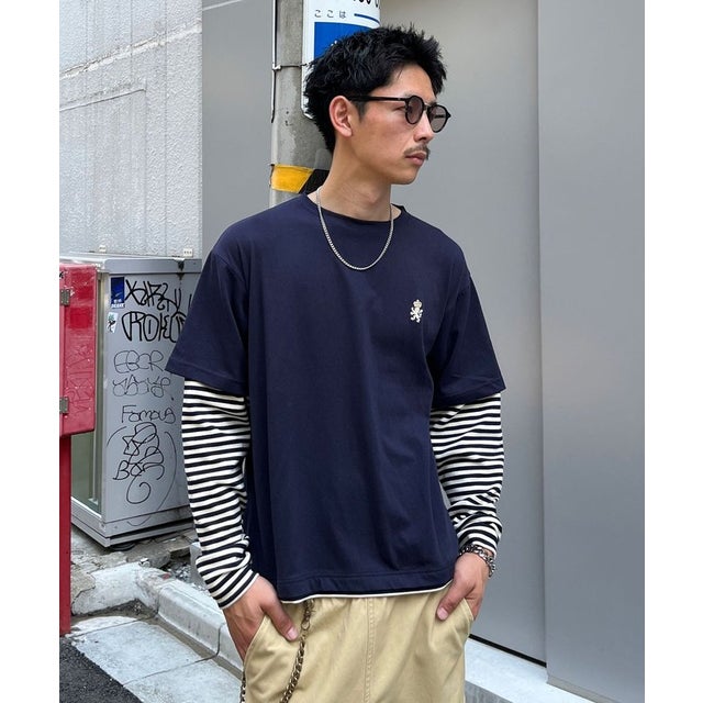 【Ciaopanic】ボーダーレイヤードロンTEE （navy）