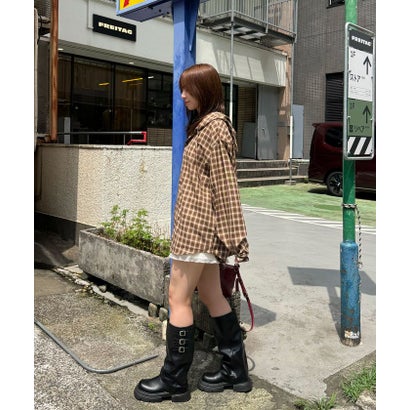 【Ciaopanic】26AWチェックシャツフーディー （black(2)）｜詳細画像