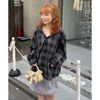 【Ciaopanic】26AWチェックシャツフーディー （black(1)）｜詳細画像
