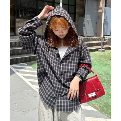 【Ciaopanic】26AWチェックシャツフーディー （black(1)）｜詳細画像