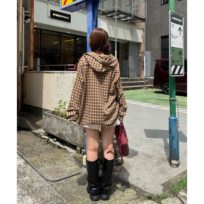 【Ciaopanic】26AWチェックシャツフーディー （black(1)）｜詳細画像