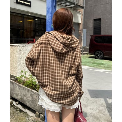 【Ciaopanic】26AWチェックシャツフーディー （brown）｜詳細画像