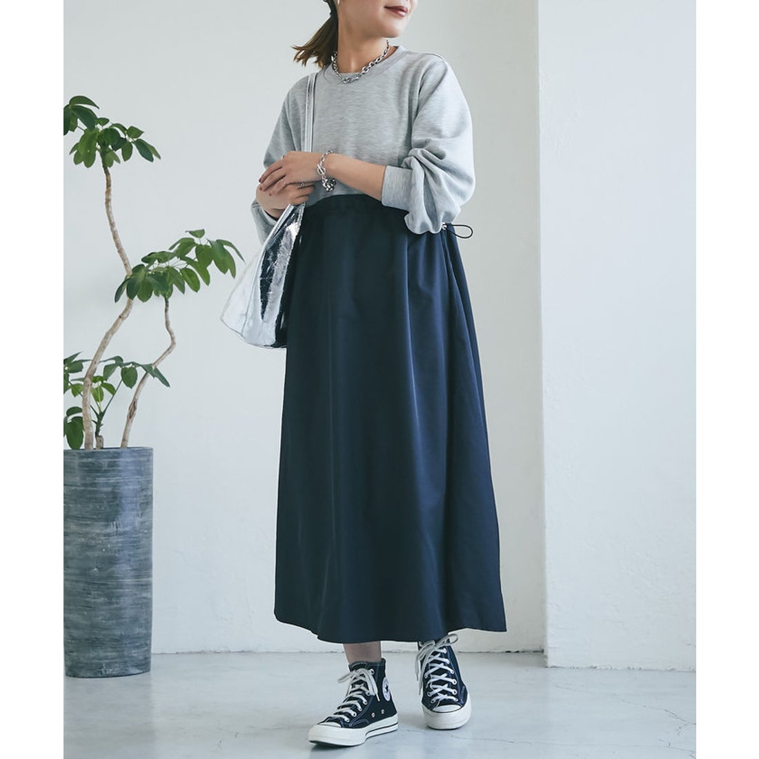パル PAL 【un dix cors】ドッキングウエスト絞りワンピース （gray