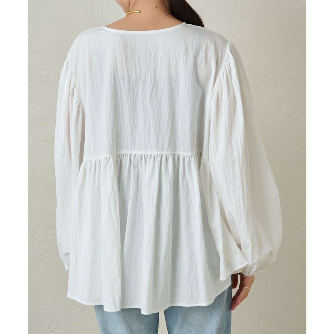 パル PAL 【Loungedress】ラウンドVブラウス （offwhite