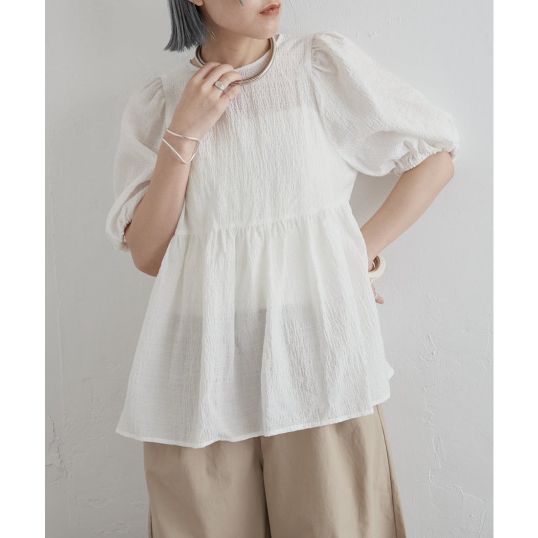 パル PAL 【Omekashi】バックオープンペプラムブラウス （offwhite 【新品未開封】Omekashi ペプラムブラウス オフホワイト