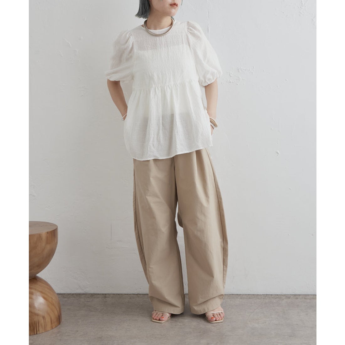 パル PAL 【Omekashi】バックオープンペプラムブラウス （offwhite 【新品未開封】Omekashi ペプラムブラウス オフホワイト