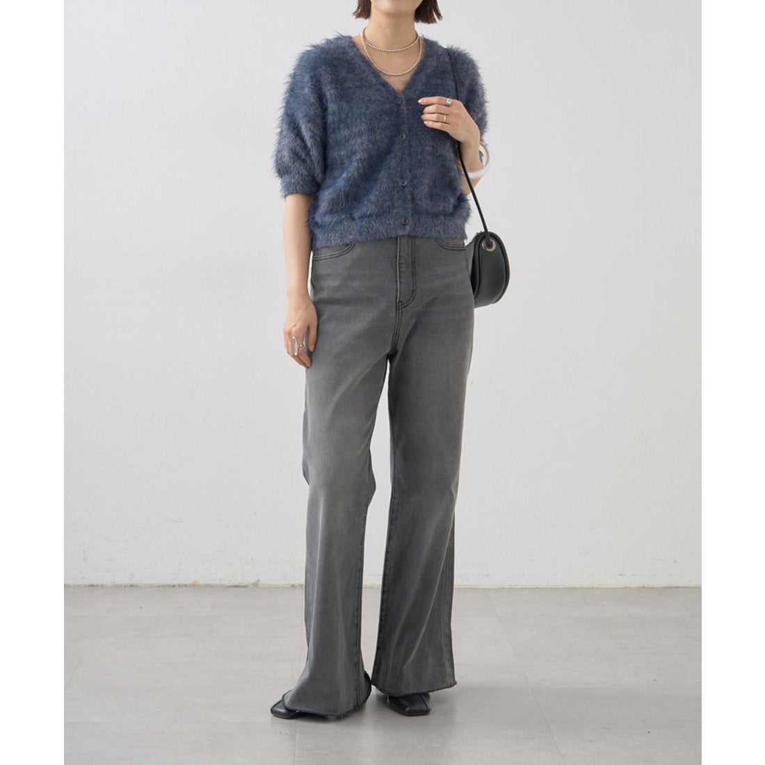 パル PAL 【Omekashi】ハーフスリーブシャギーニットカーディガン