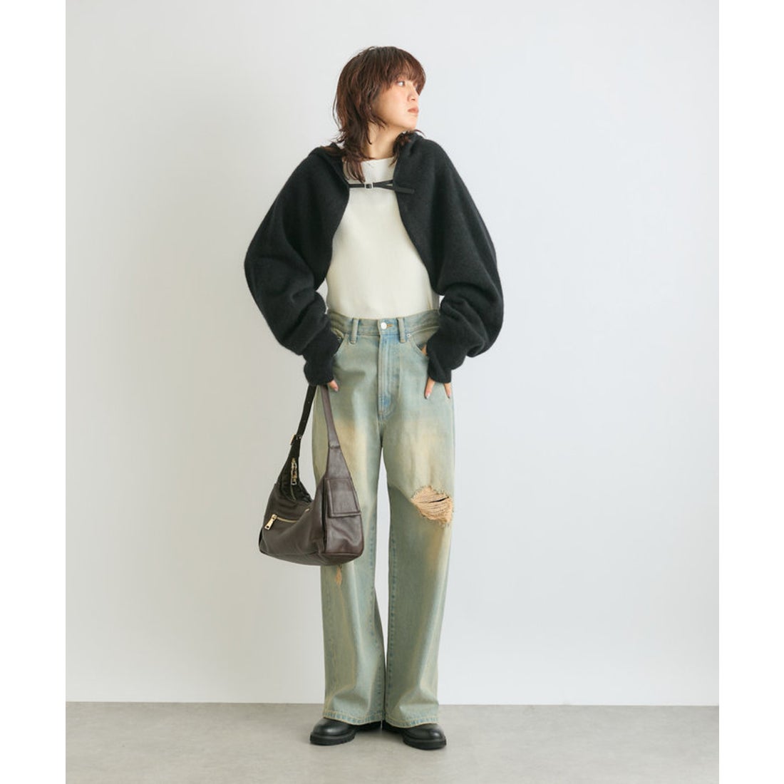 パル PAL 【ワンポイントに◎】ヘアリーヤーンマルチフーディ （black 