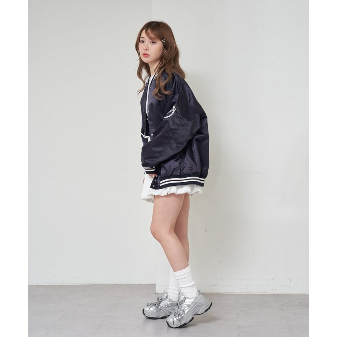 KAPITAL レーヨンサテンミニスカート サイズ0　新品未使用 パル PAL 【RAY CASSIN】サテンバルーンミニスカート （navy