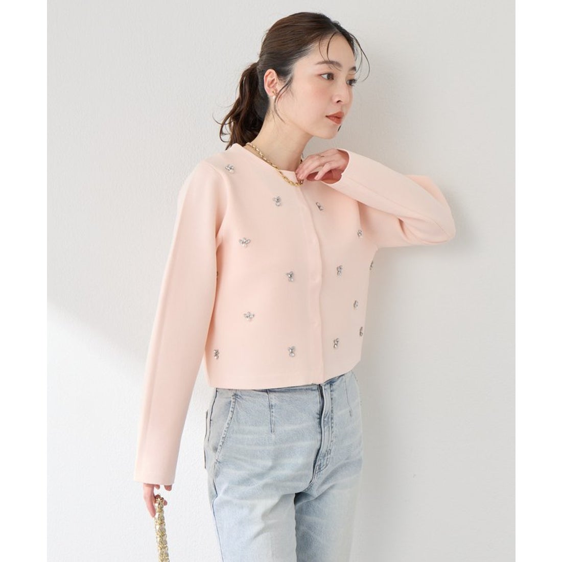 パル PAL 【La boutique BonBon】ビジュー刺繍ジャケットカーディガン
