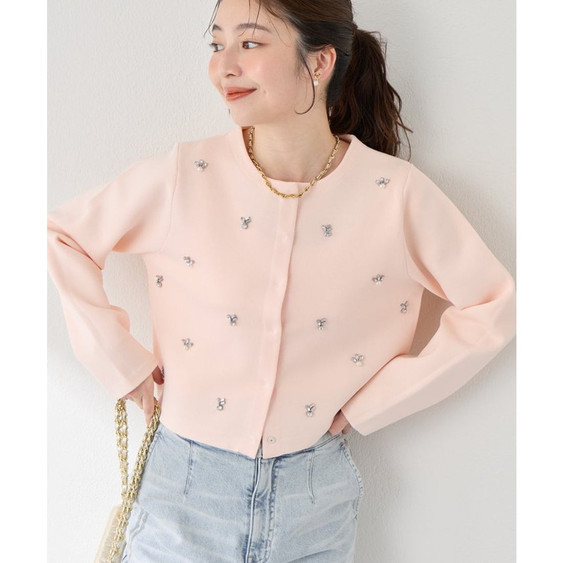 パル PAL 【La boutique BonBon】ビジュー刺繍ジャケットカーディガン