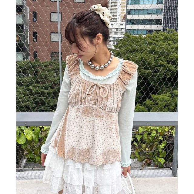 【Ciaopanic】ショルダーギャザーベロアビスチェ （beige）