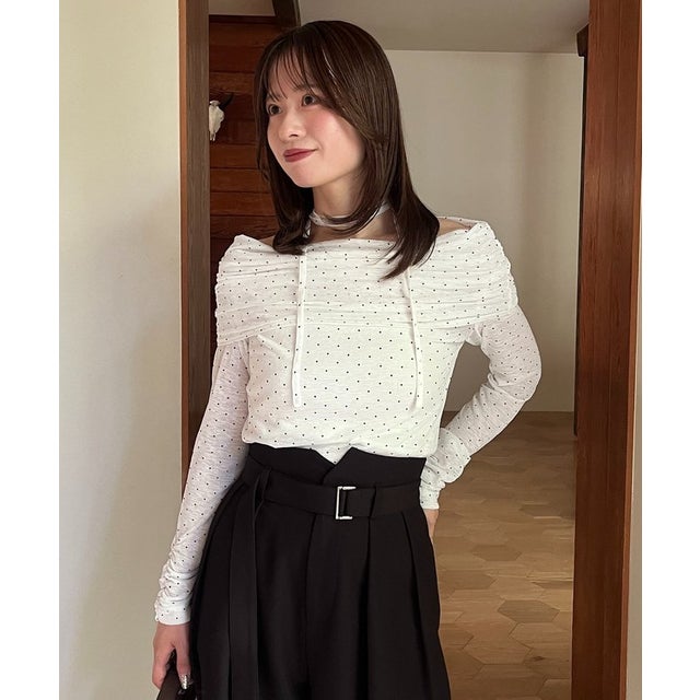 【CAPRICIEUX LE'MAGE】【riho企画】ドットドレープロンT （white）