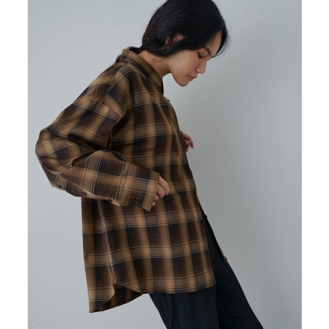 【SHENERY】バックボタンチェックシャツ （brown）