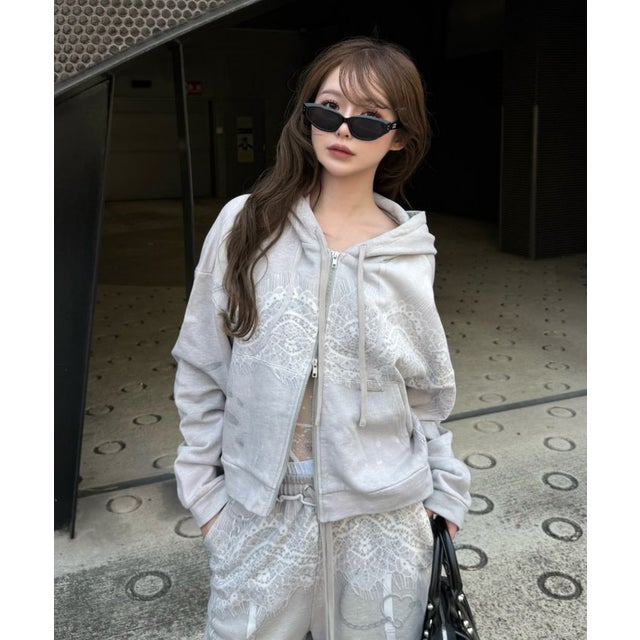【Ray Cassin】ダメージフードパーカー （lightgrey）
