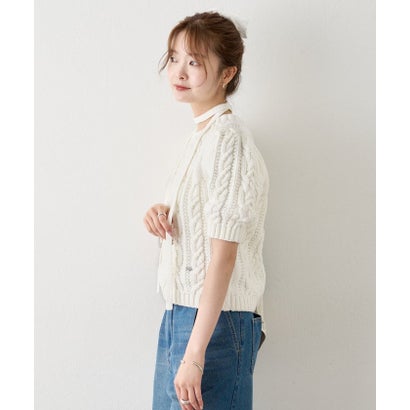 【mystic】ケーブル半袖ニット （offwhite）｜詳細画像