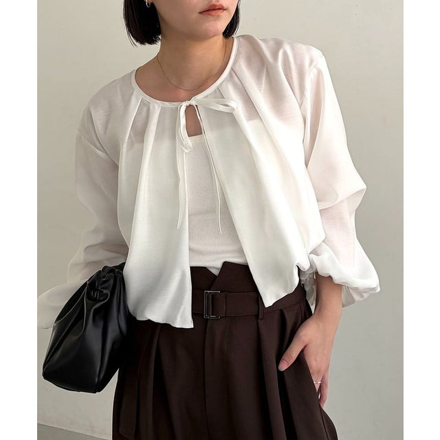 【CAPRICIEUX LE'MAGE】シアーバルーンブラウス （white）