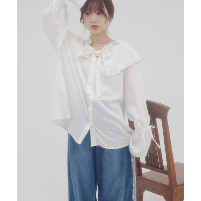 【Discoat】フリルビックカラーボウタイブラウス （offwhite）｜詳細画像