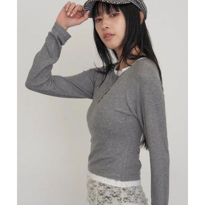 【WHO'S WHO gallery】レイヤードリングドットLSトップス （charcoal）｜詳細画像