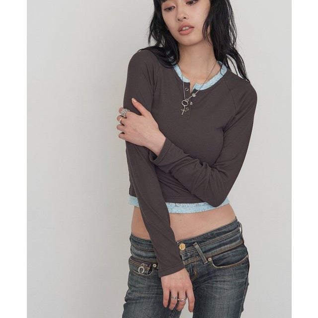 【WHO'S WHO gallery】レイヤードリングドットLSトップス （charcoal）