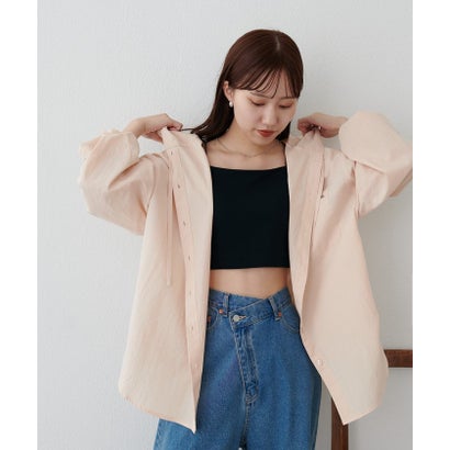 【Discoat】刺繍入りフードシャツ （babypink）｜詳細画像
