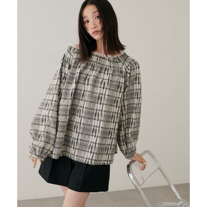 【Discoat】オフショル衿レースチェックブラウス （orange(1)）｜詳細画像