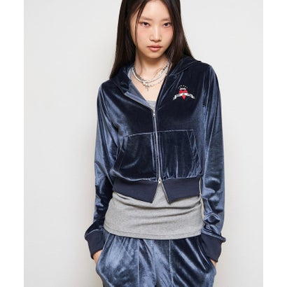 【WHO'S WHO gallery】ベロアインクドチビパーカー （blue）｜詳細画像