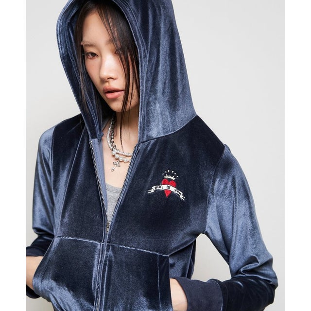 【WHO'S WHO gallery】ベロアインクドチビパーカー （blue）