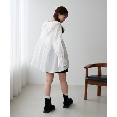 【Discoat】フリルフードギャザー切り替えシャツ （offwhite）｜詳細画像