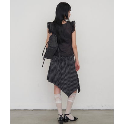 【WHO'S WHO gallery】ストライプアシメミディスカート （gray）｜詳細画像