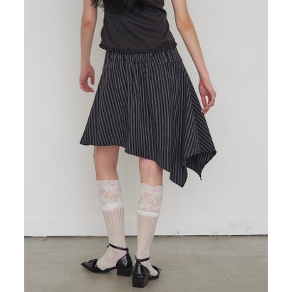 【WHO'S WHO gallery】ストライプアシメミディスカート （gray）｜詳細画像