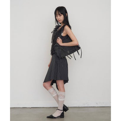 【WHO'S WHO gallery】ストライプアシメミディスカート （gray）｜詳細画像