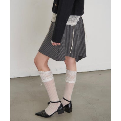 【WHO'S WHO gallery】ストライプアシメミディスカート （black）｜詳細画像