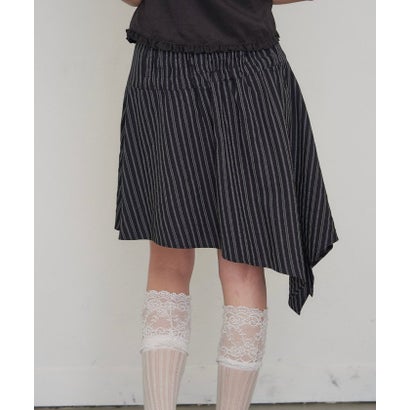 【WHO'S WHO gallery】ストライプアシメミディスカート （black）｜詳細画像