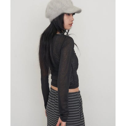 【WHO'S WHO gallery】シェルボタンシアートップス （black）｜詳細画像