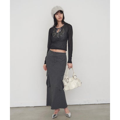 【WHO'S WHO gallery】シェルボタンシアートップス （black）｜詳細画像