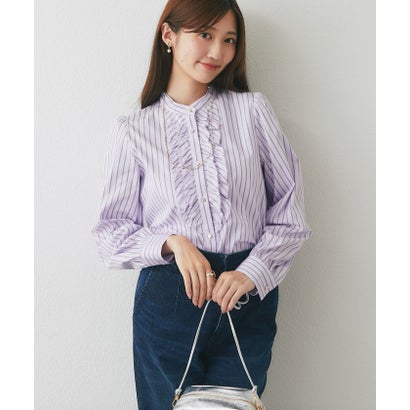 パル PAL 【La boutique BonBon】ストライプフロントフリルブラウス （violet）｜詳細画像