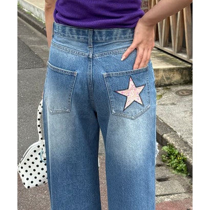 【Ciaopanic】フラワーパッチダメージデニムパンツ （blue）｜詳細画像