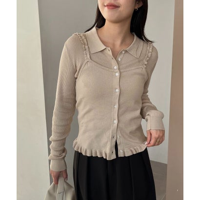 【CAPRICIEUX LE'MAGE】【セットアイテム】レイヤードフリルキャミ （beige）｜詳細画像