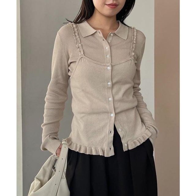 【CAPRICIEUX LE'MAGE】【セットアイテム】レイヤードフリルキャミ （beige）