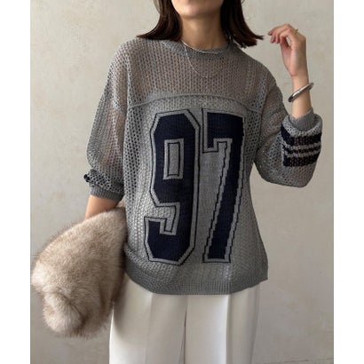 【DouDou】ナンバリングメッシュニット （gray）｜詳細画像