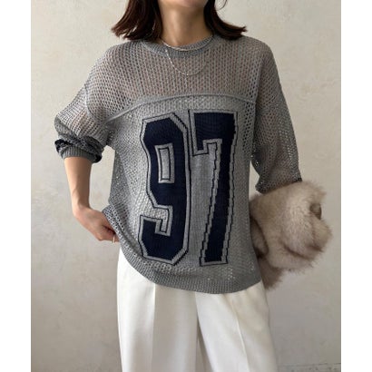 【DouDou】ナンバリングメッシュニット （gray）｜詳細画像