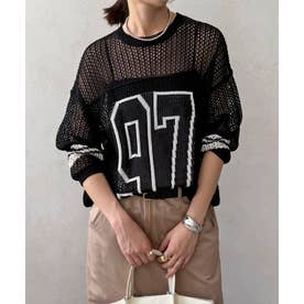 【DouDou】ナンバリングメッシュニット （black）