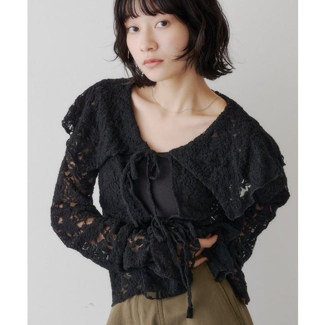 【Kastane】レースセーラーカラートップス （black）