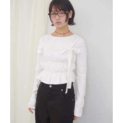 パル PAL 【Discoat】【umm.】リボンシャーリングトップス （offwhite）｜詳細画像