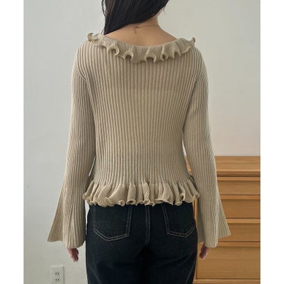 【CAPRICIEUX LE'MAGE】カーリーフリルV カーディガン （beige）｜詳細画像