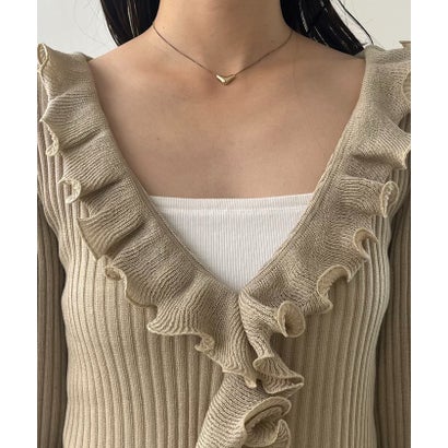 【CAPRICIEUX LE'MAGE】カーリーフリルV カーディガン （beige）｜詳細画像